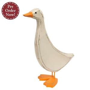 Distressed Carved Wooden Mama Duck, #39125