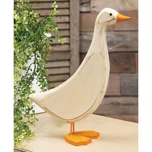 Distressed Carved Wooden Mama Duck, #39125