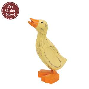 Distressed Carved Wooden Duckling, #39126