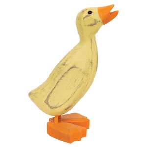 Distressed Carved Wooden Duckling, #39126