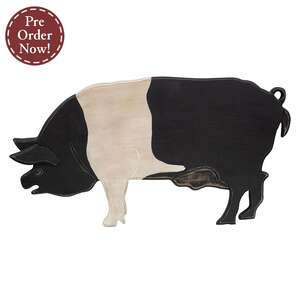 Distressed Carved Wooden Pig Hanger