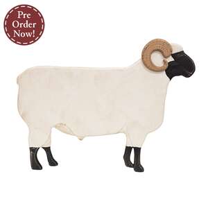 Distressed Carved Wooden Ram Hanger