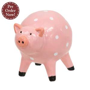 Resin Polka Dot Pink Pig Sitter