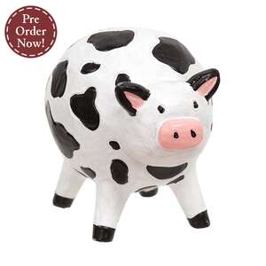 Resin Black & White Cow Sitter