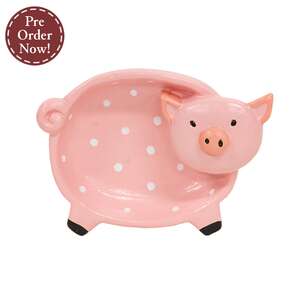 Resin Polka Dot Pink Pig Trinket Dish