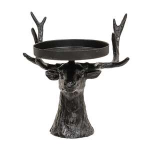 65388 Black Metal Reindeer Pillar Candle Holder 65388;