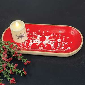 Yuletide Reindeer Oval Wooden Tray 65393;