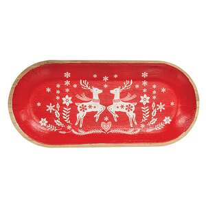Yuletide Reindeer Oval Wooden Tray 65393;