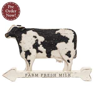 Farm Fresh Milk Cow Arrow Sign