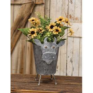 Metal Cow Planter