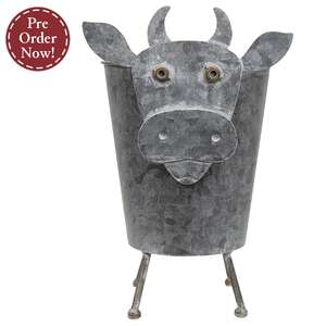 Metal Cow Planter