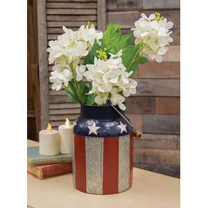 Distressed Metal Stars and Stripes Milk Can with Handle