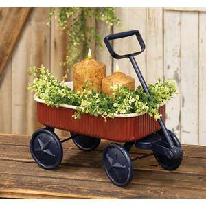 Red, White, Blue Rustic Metal Wagon