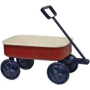 Red, White, Blue Rustic Metal Wagon