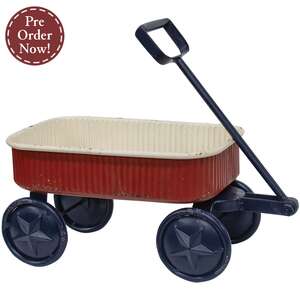 Red, White, Blue Rustic Metal Wagon