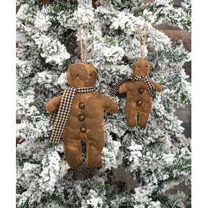 Stuffed Primitive Gingerbread Man With Scarf Ornament