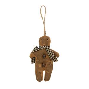 Stuffed Primitive Gingerbread Man With Scarf Ornament