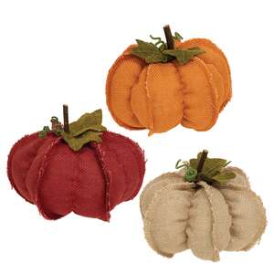 Medium Burlap Pumpkin, 3 Asstd.