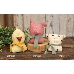 Stuffed Rustic Pig Sitter - 5.5"H