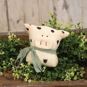 Stuffed Rustic Cow Sitter - 4"H