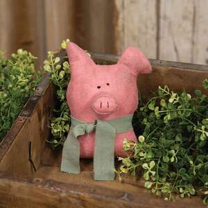 Stuffed Rustic Pig Sitter - 5.5"H