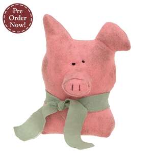 Stuffed Rustic Pig Sitter - 5.5"H