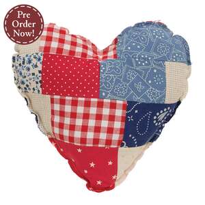 Patchwork Americana Heart Pillow