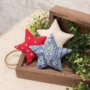 3 Set - Rustic Mixed Pattern Star Ornaments