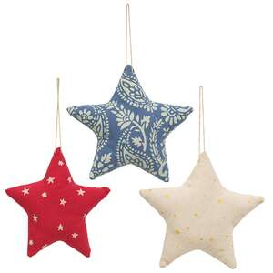 3 Set - Rustic Mixed Pattern Star Ornaments