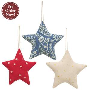 3 Set - Rustic Mixed Pattern Star Ornaments