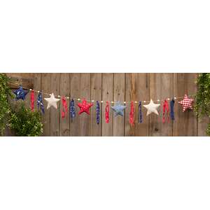 Rustic Mixed Pattern Raggdy Star Garland - 5 Ft.