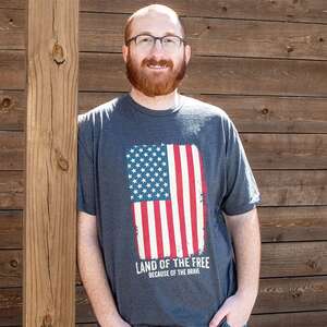 Land of the Free Distressed Flag T-Shirt, XXL - Heather Dark Gray L162XXL