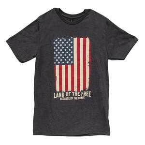 Land of the Free Distressed Flag T-Shirt, XXL - Heather Dark Gray L162XXL