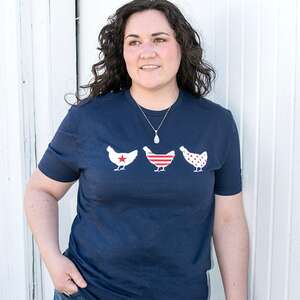 Americana Chickens T-Shirt - Navy L196