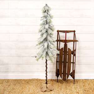 Snowy Bristle Pine & Boughs Tree w/Burlap Base, 56" QE152549;