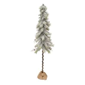 Snowy Bristle Pine & Boughs Tree w/Burlap Base, 56" QE152549;