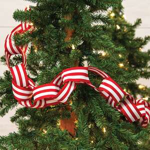 Large Red and White Striped Ribbon Garland, 48"L RJA5630Large Red and White Striped Ribbon Garland, 48"L RJA5630;