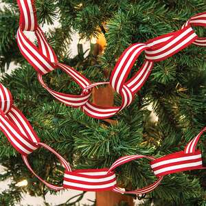 Small Red and White Striped Ribbon Garland, 48"L RJA5631;
