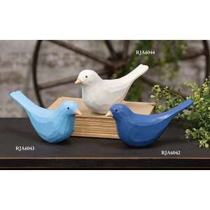 Light Blue Carved Bird Sitter - 3.5"H