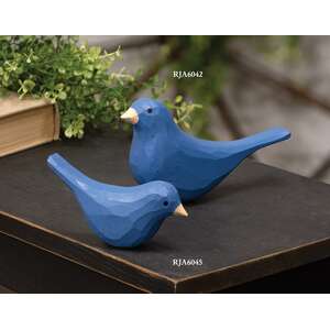 Dark Blue Carved Bird Sitter - 2.75"H