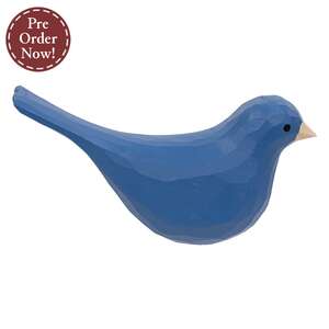 Dark Blue Carved Bird Sitter - 3.5"H