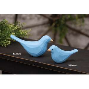 Light Blue Carved Bird Sitter - 2.75"H
