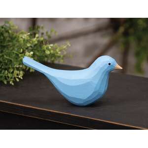 Light Blue Carved Bird Sitter - 3.5"H