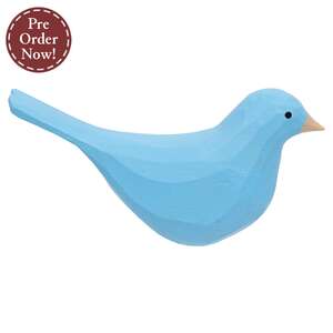 Light Blue Carved Bird Sitter - 3.5"H