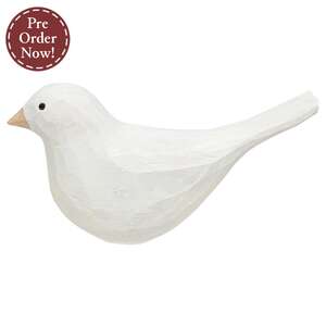 White Carved Bird Sitter - 3.5"H