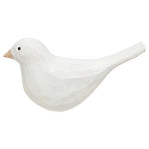 White Carved Bird Sitter - 3.5"H