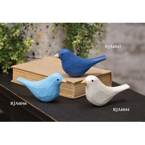 Dark Blue Carved Bird Sitter - 2.75"H