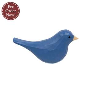 Dark Blue Carved Bird Sitter - 2.75"H