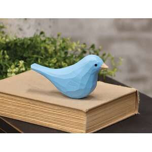 Light Blue Carved Bird Sitter - 2.75"H