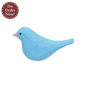 Light Blue Carved Bird Sitter - 2.75"H